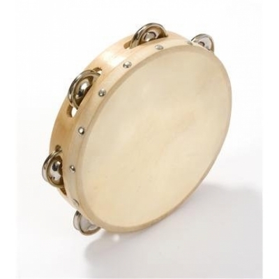 GTE-791 Tambourine 8inch with Goat Skin & 6 pairs Jingles ( THAARA )