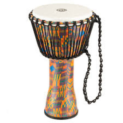 MEINL Percussion PADJ2-M-F 10inch Rope Tuned Travel Series Djembe, Synthetic Head, Kenyan Quilt